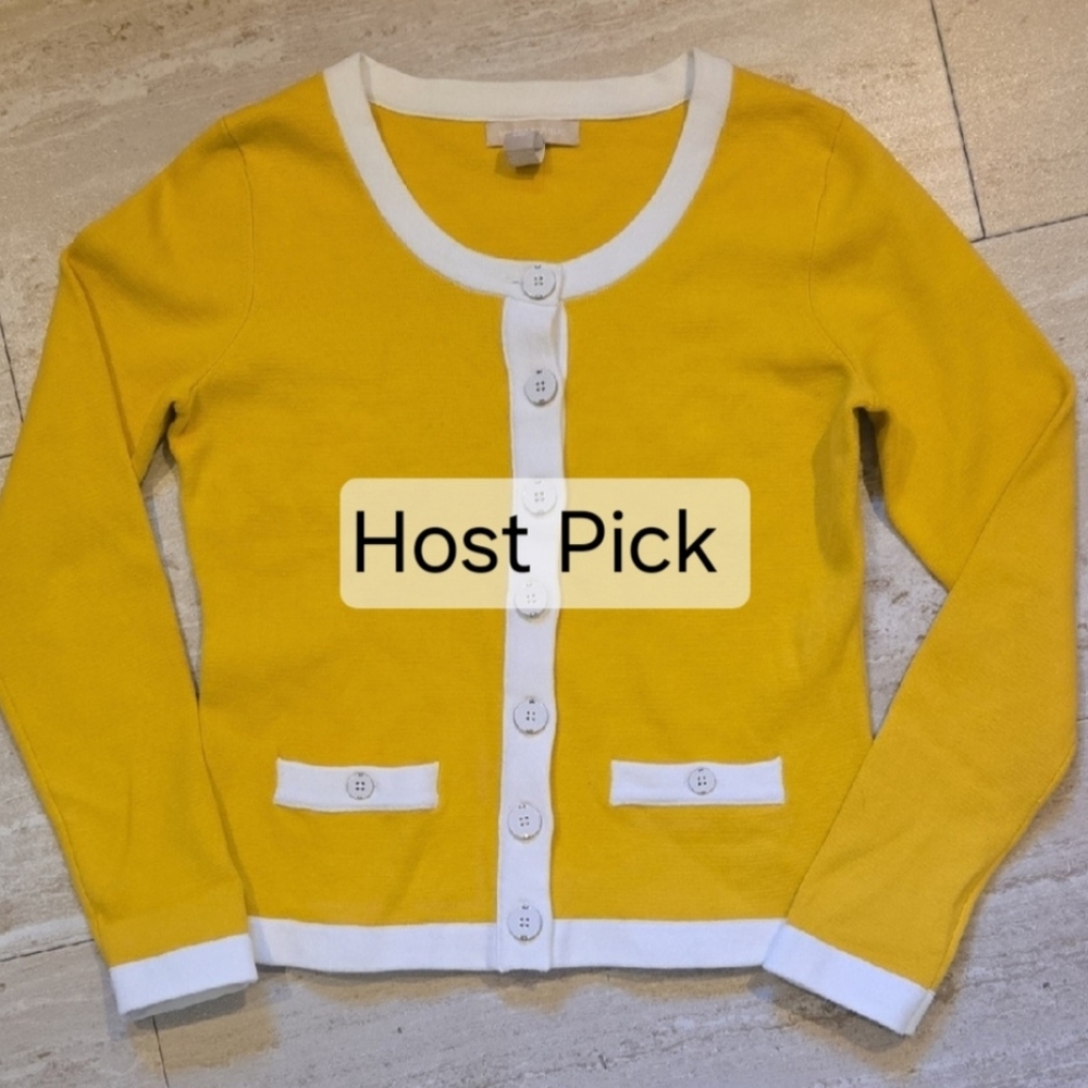 Banana Republic Stylish Mustard Yellow Button-Down Cardian Sweater
